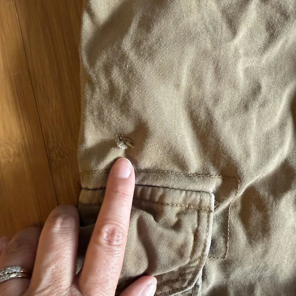 Eddie Bauer Flannel Lined Cargo Pants Mens 35x32 Khaki Hiking Outdoor